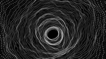 Fototapete - Abstract 3d portal. Tunnel or wormhole. 3D tunnel grid. Wireframe 3D surface tunnel. 3d rendering.
