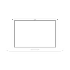 Fototapete - Outline laptop notebook with empty screen, isolated on white. Laptop outline vector.