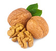 walnuts with leaves isolated