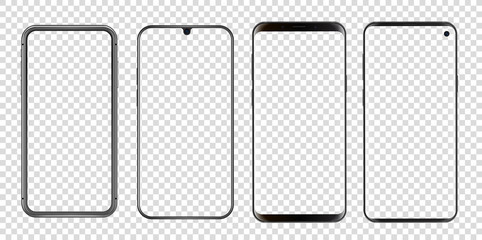 Poster - Different abstract modern smartphones vector mockup. Template for mobile screenshots