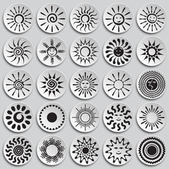 Poster - Sun icons set on plates background for graphic and web design. Simple vector sign. Internet concept symbol for website button or mobile app.