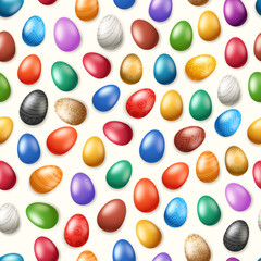 Aufkleber - Vector seamless pattern with color Easter eggs. Easter holiday background for printing, wrap and wallpapers