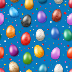 Aufkleber - Vector seamless pattern with Easter eggs. Easter holiday background for printing, wrap and wallpapers
