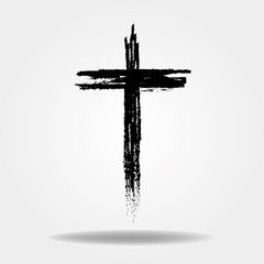 Wall Mural - Hand drawn cross. Vector cross. The cross is made with a brush