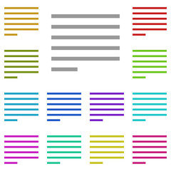 Poster - alignment text multi color icon. Simple thin line, outline vector of Text editor icons for UI and UX, website or mobile application