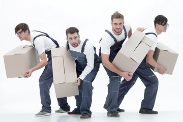 Responsible movers  in a hurry to do their job.