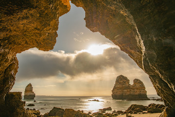 Beautiful landscape at famous beach, Algarve, Portugal