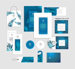 Corporate identity. Tropical leaves luxury concept. vector