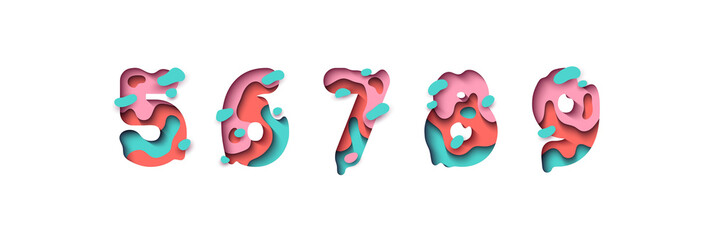 Wall Mural - paper cut number five, six, seven, eight, nine, figure 5, 6, 7, 8, 9.