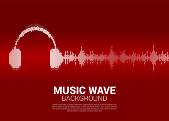 Aufkleber - Sound wave Music Equalizer background. audio visual headphone icon with pixel wave graphic style