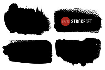 Wall Mural - grunge brush painted spots. vector ink brush strokes. distressed banners, paintbrush collection. mod