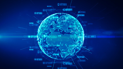 Poster - Secure data network. Cyber Security and Protection of personal data concept. Earth element furnished by Nasa