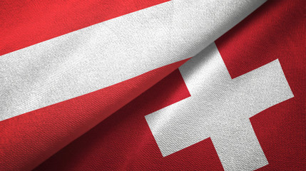 Wall Mural - Austria and Switzerland two flags textile cloth, fabric texture