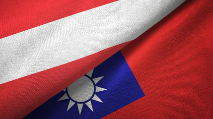 Austria and Taiwan two flags textile cloth, fabric texture