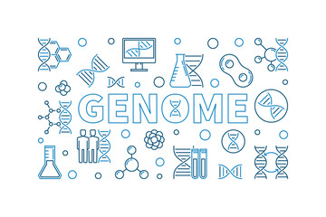 Canvas Print - Genome vector concept horizontal illustration or banner in thin line style