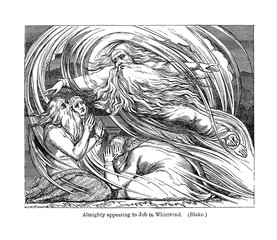 Almighty appearing to Job in whirlwind