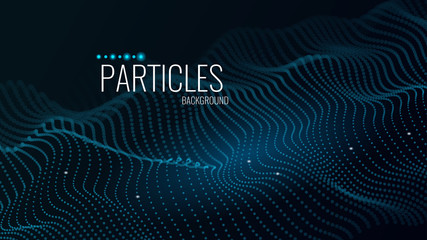 Poster - 3d abstract digital technology background. Futuristic sci-fi user interface concept with gradient dots and lines. Big data, artificial intelligence, music hud. Blockchain and cryptocurrency. Vector