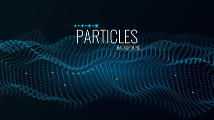 Poster - 3d abstract digital technology background. Futuristic sci-fi user interface concept with gradient dots and lines. Big data, artificial intelligence, music hud. Blockchain and cryptocurrency. Vector