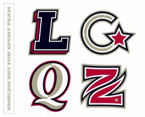 Wall Mural - Modern professional letter emblems for sport teams. L G Q Z letter