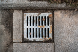 Fototapeta Perspektywa 3d - Rusty sewer grate on top