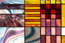 Glass Stained Glass With Colorful Graphic Pattern, Abstract Trend Stained Glass Background