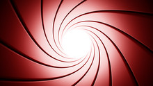 Swirling Gun Barrel Background. Red Color Tones. 3D Illustration