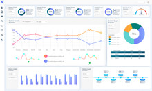 Dashboard, Great Design For Any Site  Purposes. Business Infographic Template. Vector Flat Illustration. Big Data Concept Dashboard User Admin Panel Template Design. Analytics Admin Dashboard.