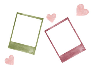 Sticker - Polaroid picture frame watercolor isolated on white background