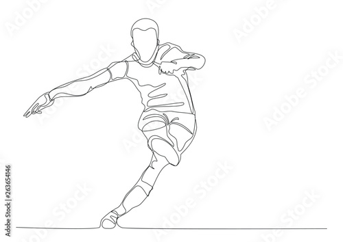 images How To Draw A Soccer Player Kicking A Ball https stock adobe com images draw a continuous line of football player kicks the ball 263654146 start checkout 1 content id 263654146