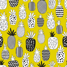 Vector Seamless Pattern With Pineapples. Drawing Seamless Background With Pineapples 