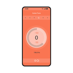 Poster - Guitar tuner smartphone interface vector template