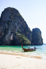 long tail boat on Railay beach Krabi