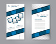 © Natalie Adams - Flyer template. Vectical banner design. Modern abstract two side brochure background. Vector illustration. Blue color.