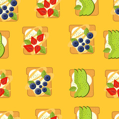 Seamless food pattern. Flat food seamless pattern.