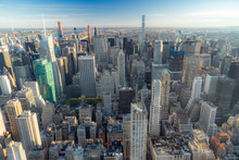 Aerial View Of New York City Skyline, Manhattan