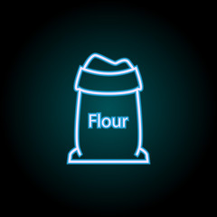 Poster - flour in a bag neon icon. Elements of Food set. Simple icon for websites, web design, mobile app, info graphics