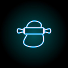 Poster - dough and rolling pin neon icon. elements of food set. simple icon for websites, web design, mobile 