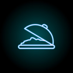 Poster - food in a tray neon icon. Elements of Food set. Simple icon for websites, web design, mobile app, info graphics