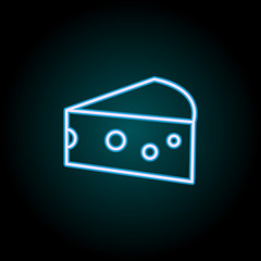 Poster - piece of cheese neon icon. Elements of Food set. Simple icon for websites, web design, mobile app, info graphics