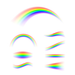 Poster - Abstract Rainbow set in different shapes. Spectrum of light, seven colors. Vector illustration isolated on white background