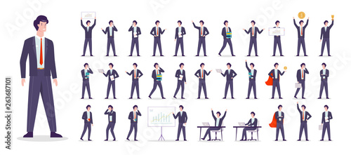 Fotografía Businessman character set. Character in suit doing