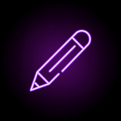 Poster - pencil neon icon. Elements of construction set. Simple icon for websites, web design, mobile app, info graphics