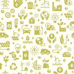 Wall Mural - vector design with seamless ecology pattern and green energy concept in trendy flat style. seamless 