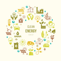 Wall Mural - green and alternative energy illustration. vector round creative alternative energy sources sign. ec