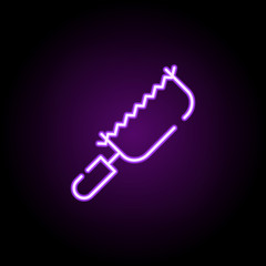 Poster - saw, tool for construction neon icon. Elements of construction set. Simple icon for websites, web design, mobile app, info graphics