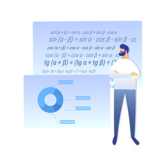 Science Work, Research Flat Vector Illustration