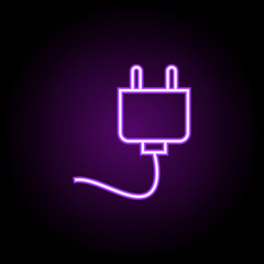 Poster - electric plug neon icon. Elements of web set. Simple icon for websites, web design, mobile app, info graphics