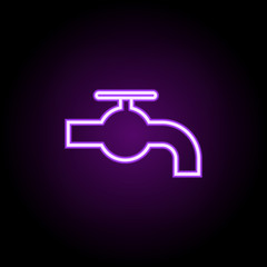 Poster - water tap neon icon. Elements of web set. Simple icon for websites, web design, mobile app, info graphics
