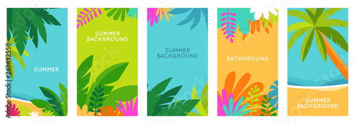 Photo Vector set of social media stories design templates, backgrounds with copy space