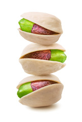 Wall Mural - pistachio nut stack isolated on white background